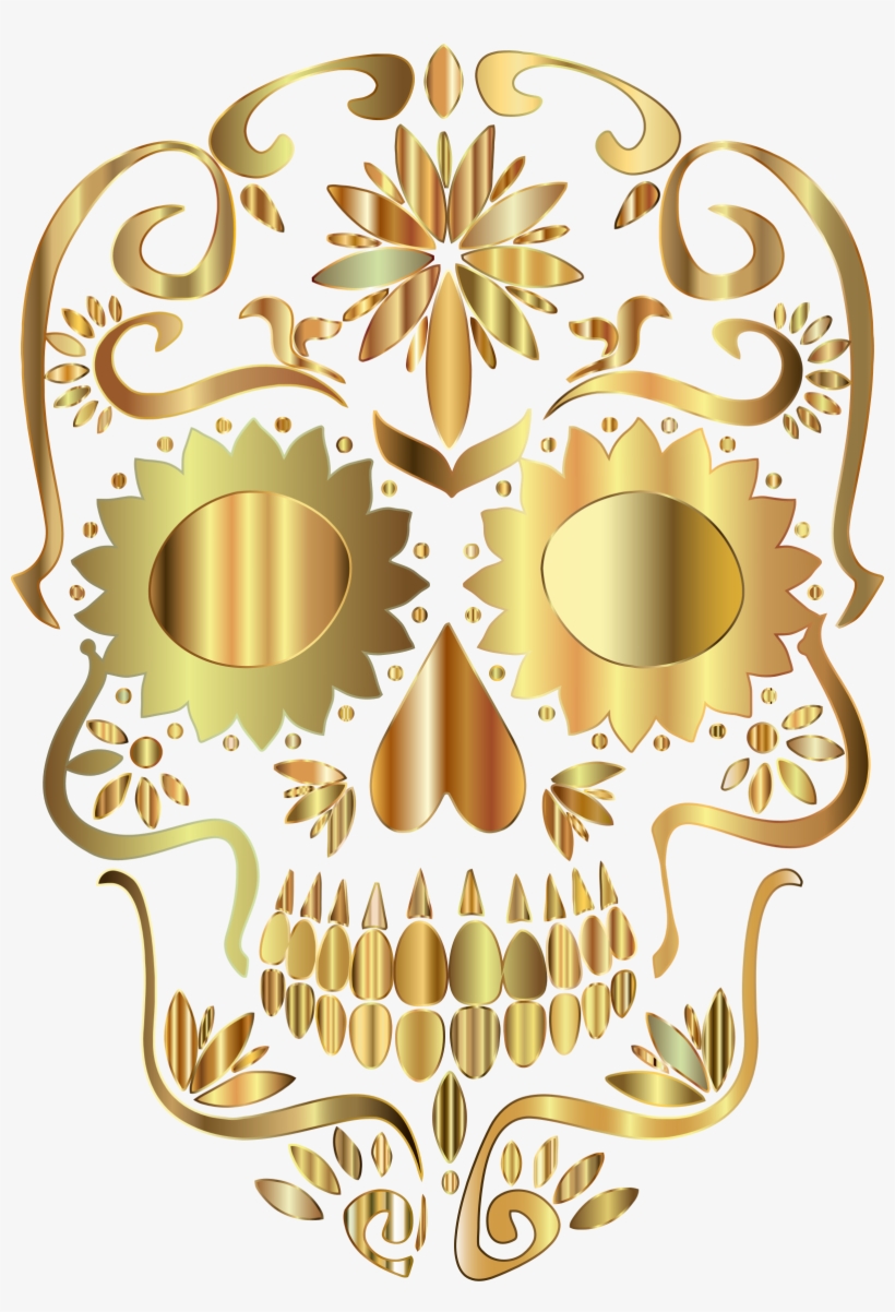 Calavera Skull Bone Desktop Wallpaper Clip Art - Gold Sugar Skull Clipart , HD Wallpaper & Backgrounds