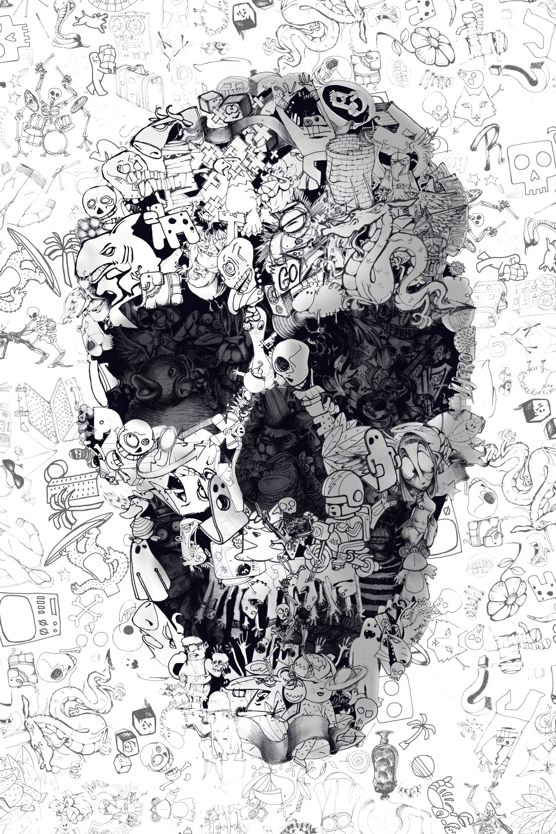 52 Photos Of Fond D Ecran Tete De Mort Blanche Wallpaper - Ali Gulec Doodle Skull , HD Wallpaper & Backgrounds