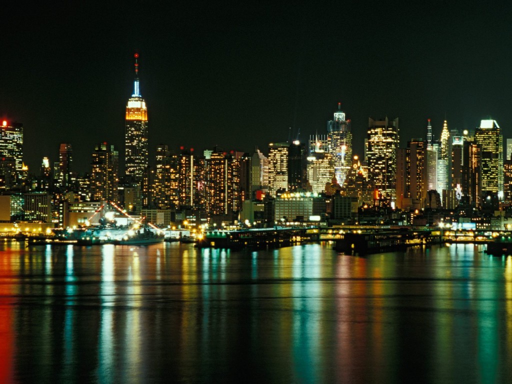 Fourth Part Most Beautiful Us Places Hd Wallpapers - New York City Night Skyline , HD Wallpaper & Backgrounds