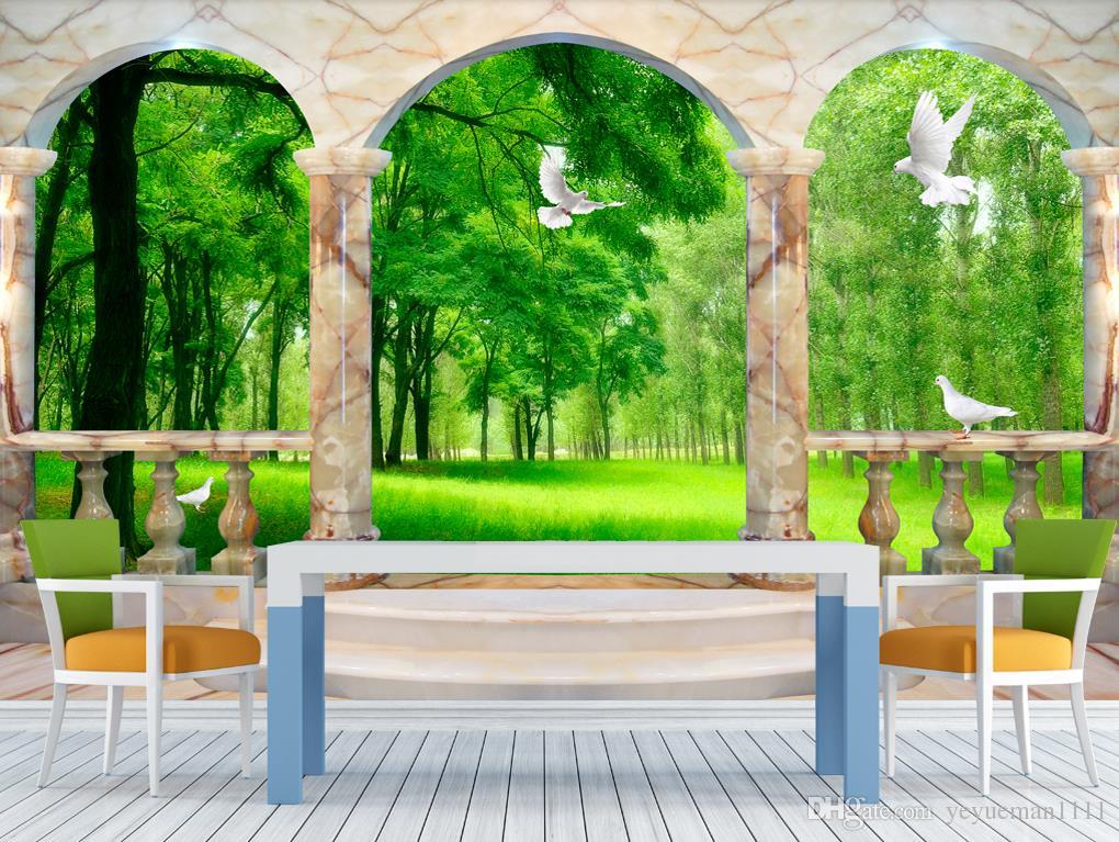 Custom Roman Column Forest Wallpaper 3d Modern Kids - Arch , HD Wallpaper & Backgrounds