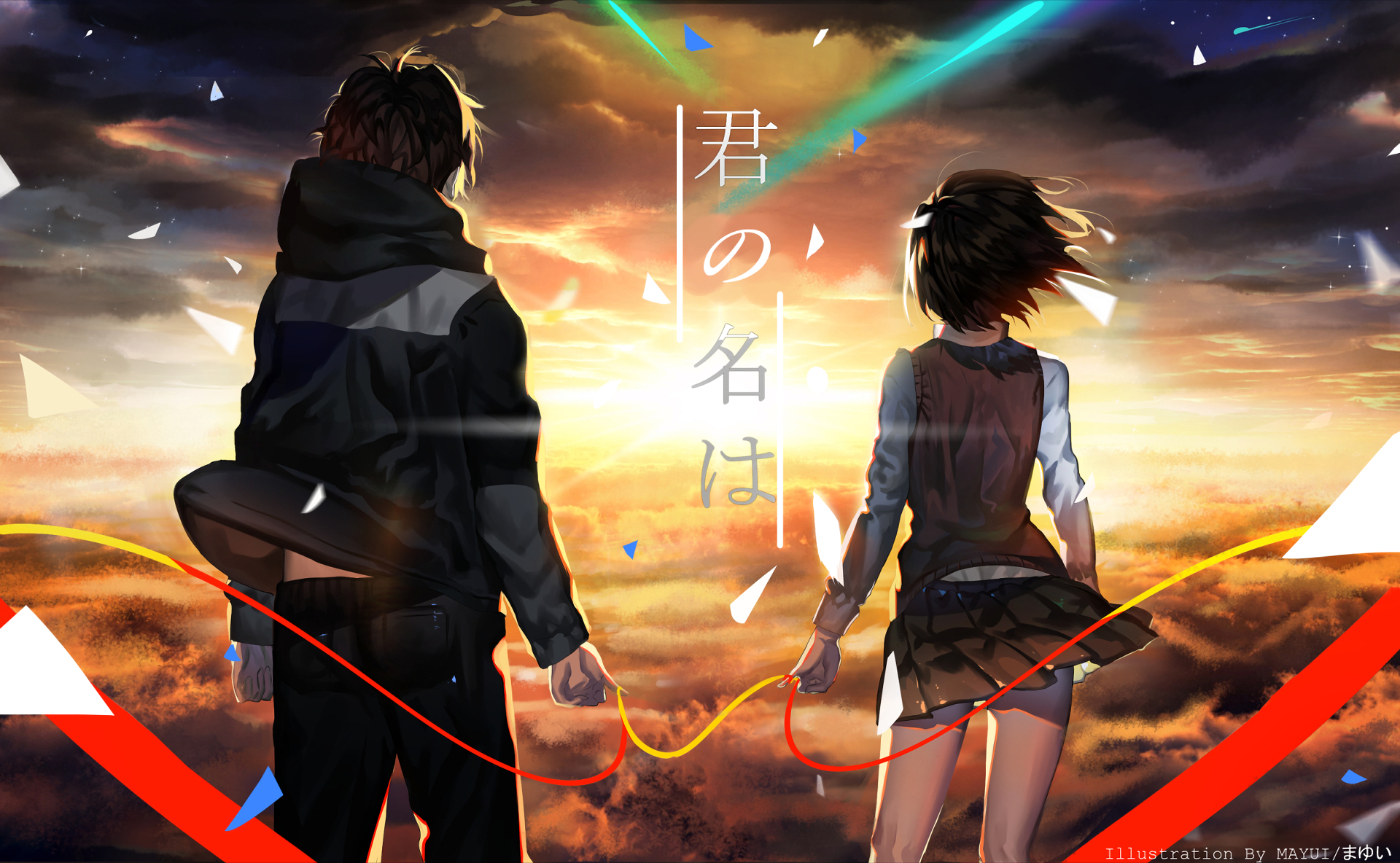 Hd Wallpaper - Kimi No Na Wa Taki And Mitsuha , HD Wallpaper & Backgrounds