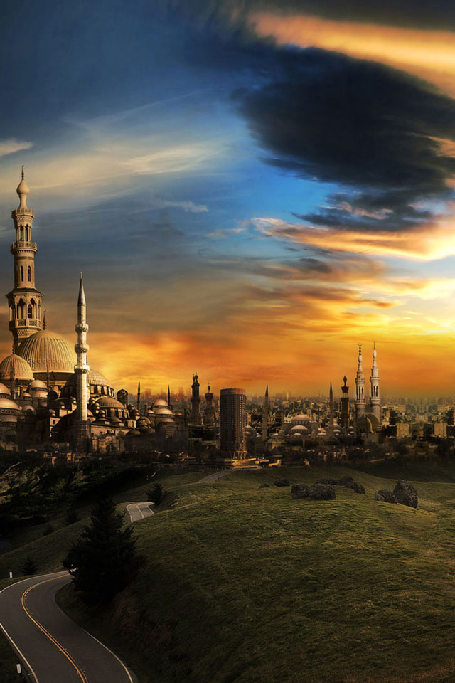 Hd City Of A Thousand Minarets Iphone 4 Wallpapers - Steampunk Wallpaper Dual Monitor , HD Wallpaper & Backgrounds