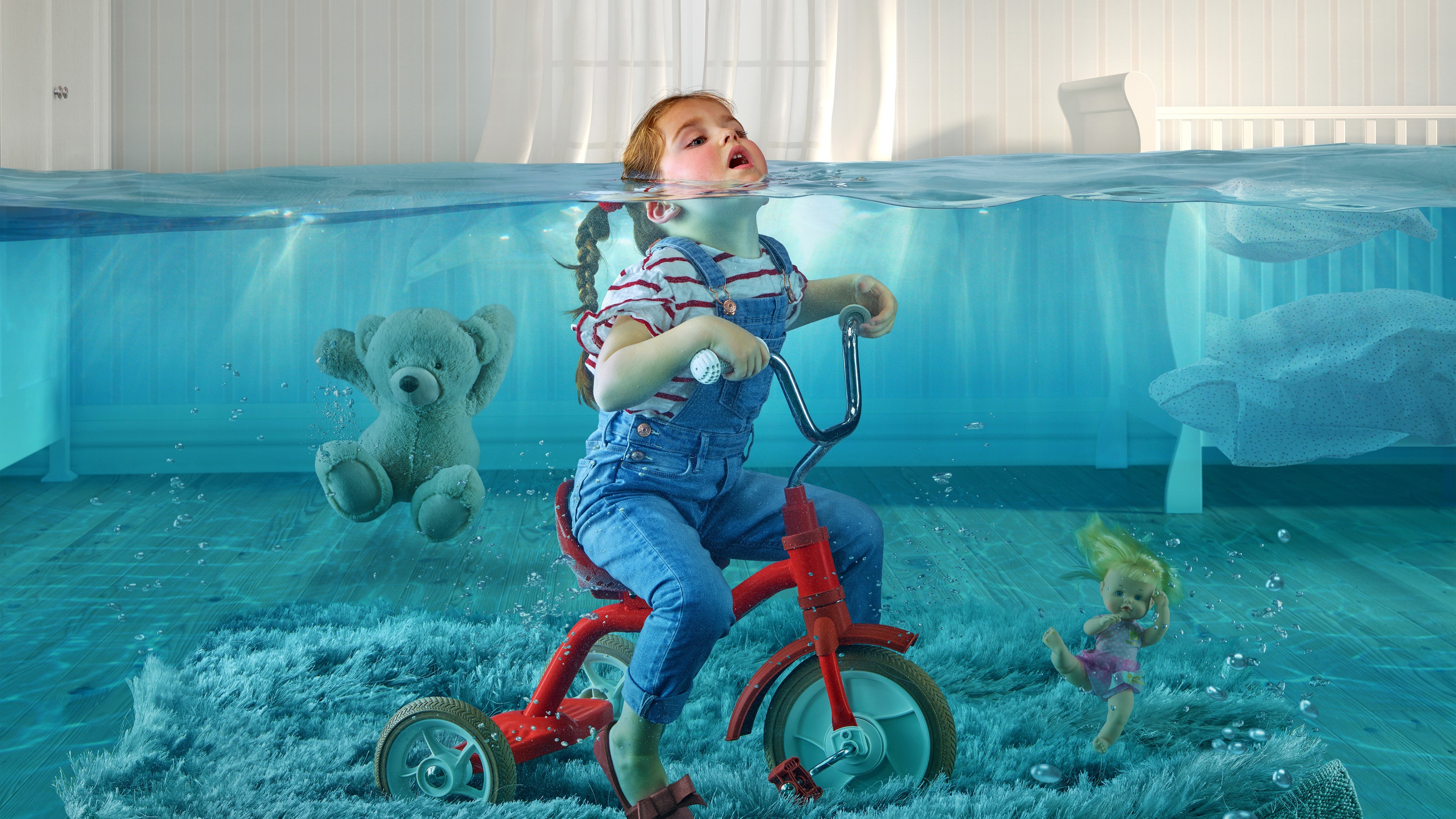 Wallpaper Cute Girl Toddler Underwater Submerged Teddy - Lungenliga Schweiz , HD Wallpaper & Backgrounds