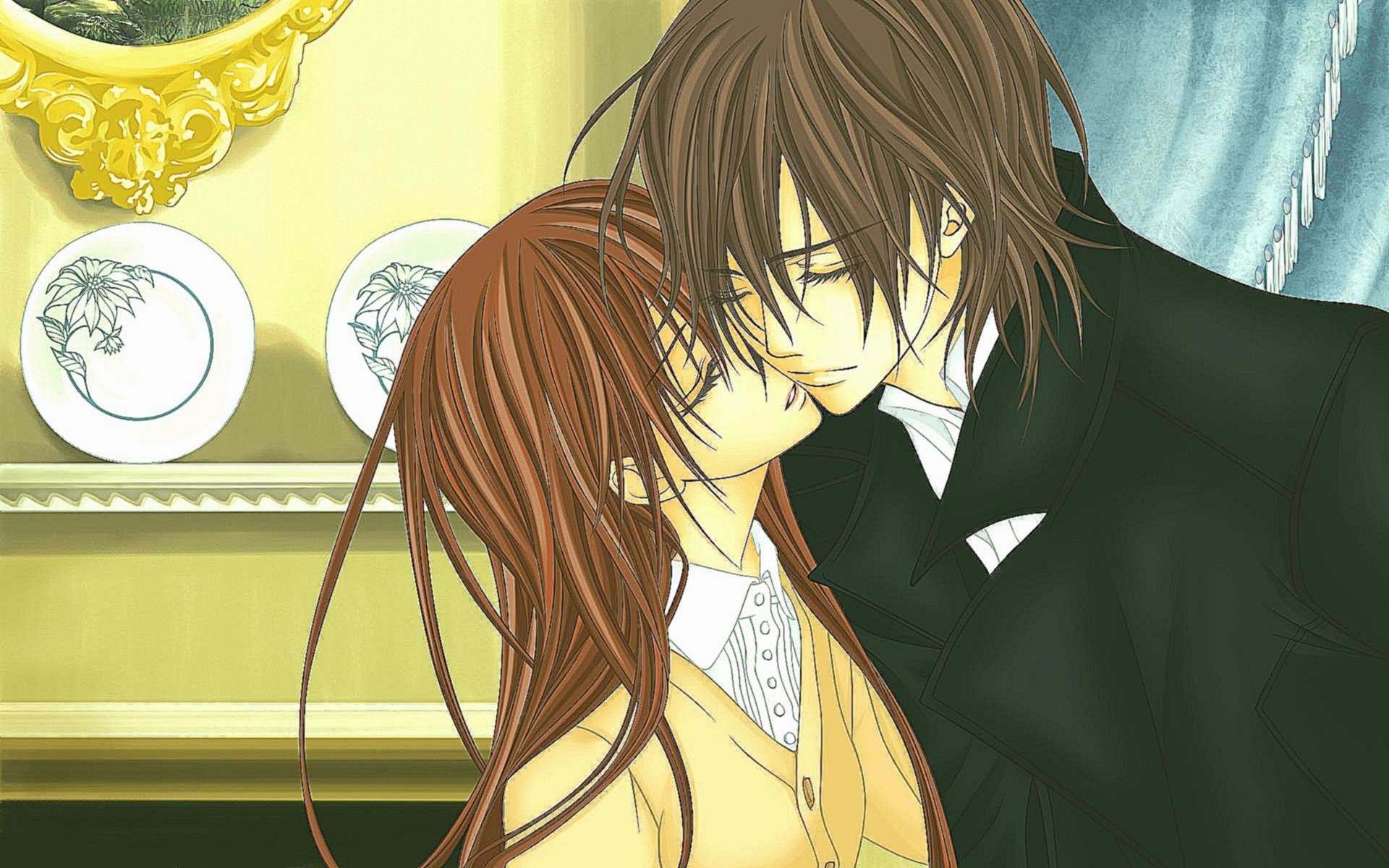 Cute Cartoon Love Couple Hug - Vampire Knights Kaname And Yuki , HD Wallpaper & Backgrounds