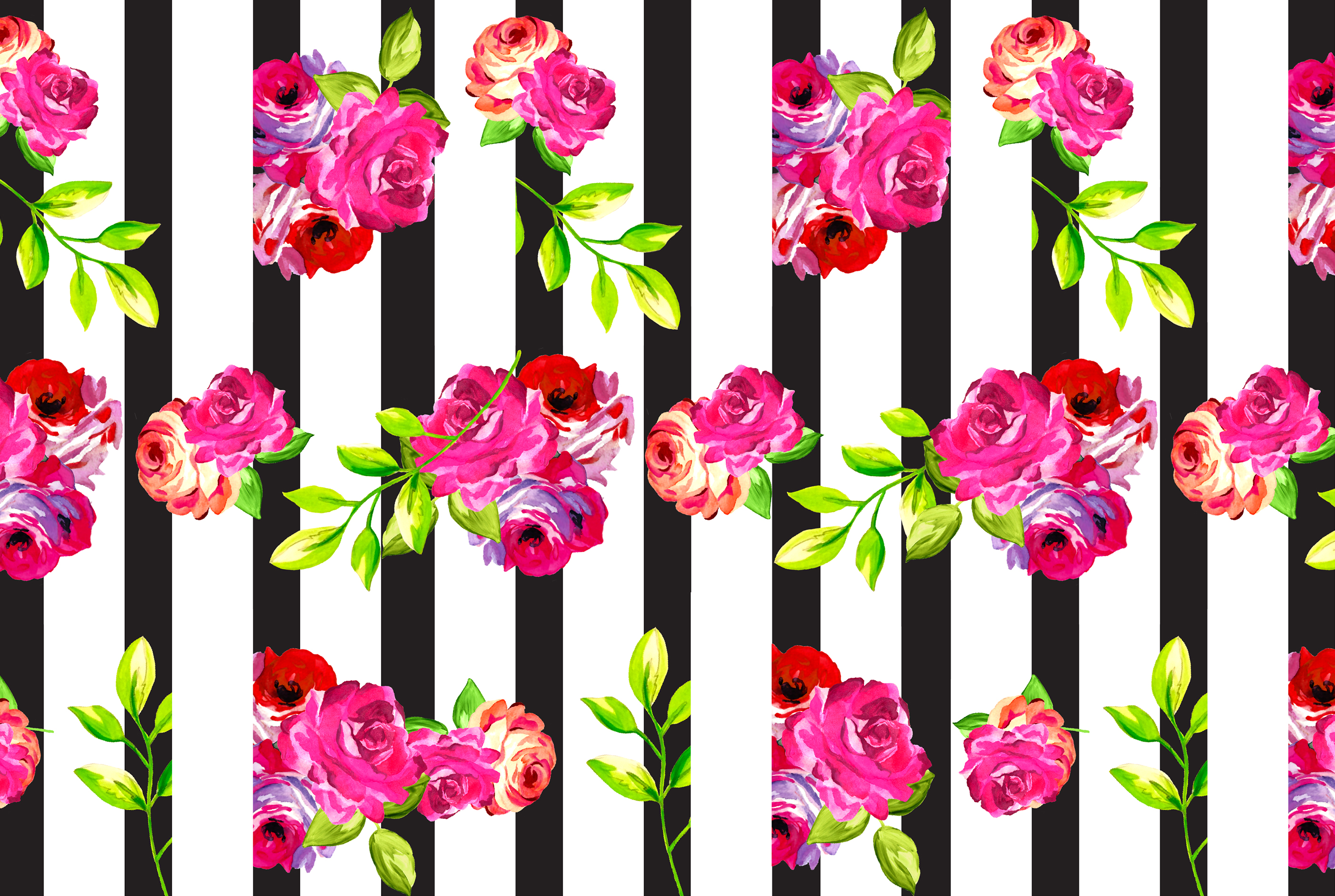 Floral Computer Wallpaper 435596 - Floral And Stripes Background , HD Wallpaper & Backgrounds