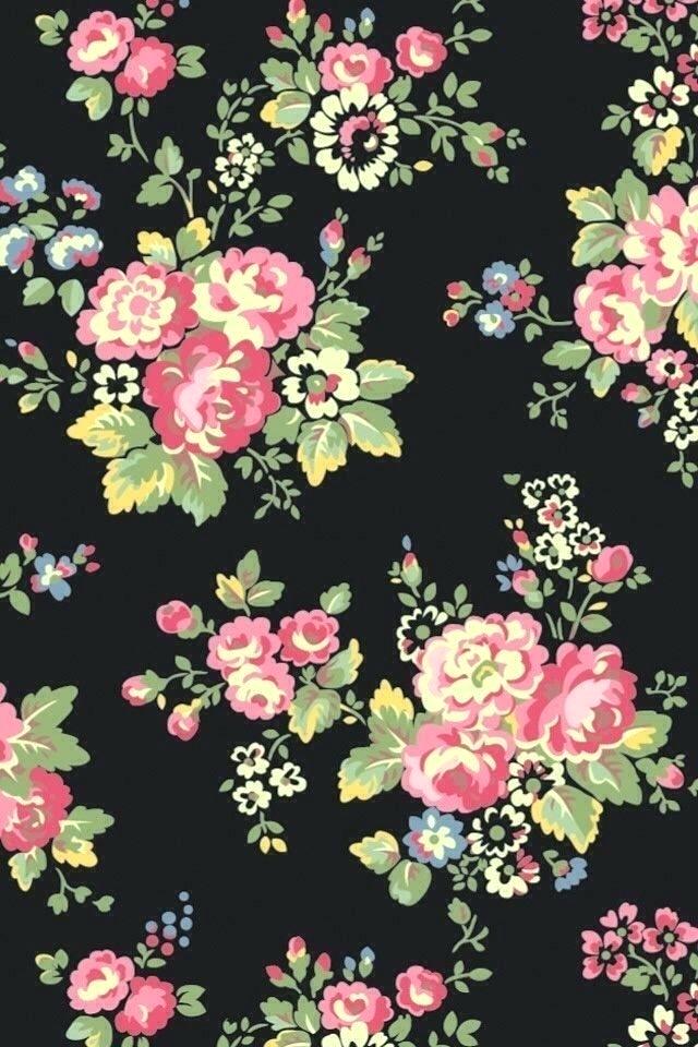 Vintage - Flower Black Background Wallpaper Hd , HD Wallpaper & Backgrounds