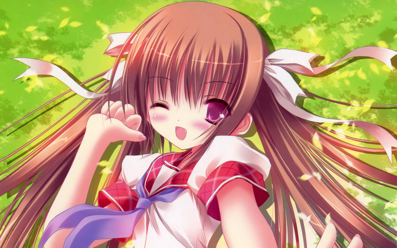 Tinkle Can Ailuo Li Paintings Anime Desktop Wallpaper - Anime Girl Wink , HD Wallpaper & Backgrounds