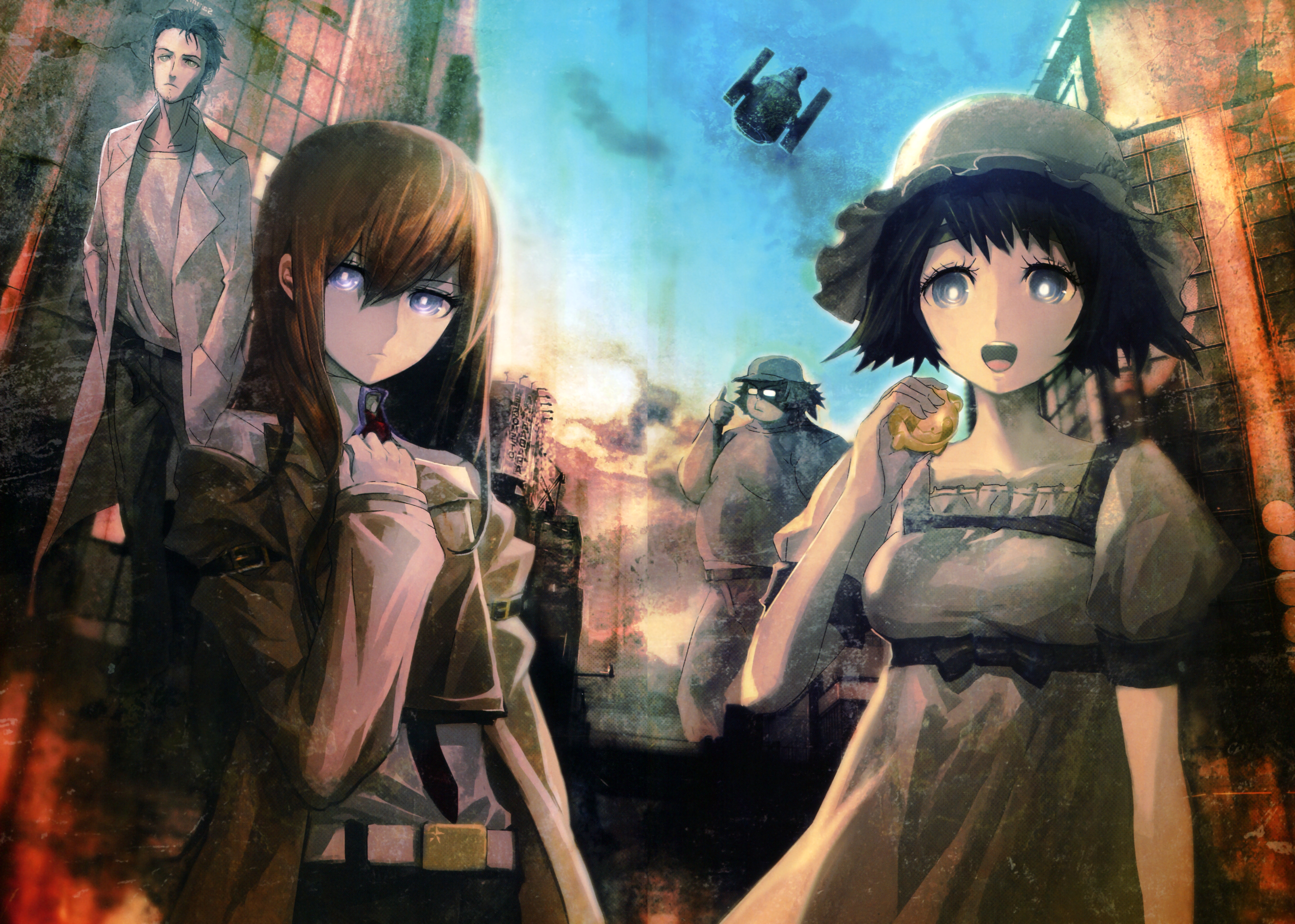 Gate, Huke , Makise Kurisu, Okabe Rintarou - Steins Gate Huke Art , HD Wallpaper & Backgrounds