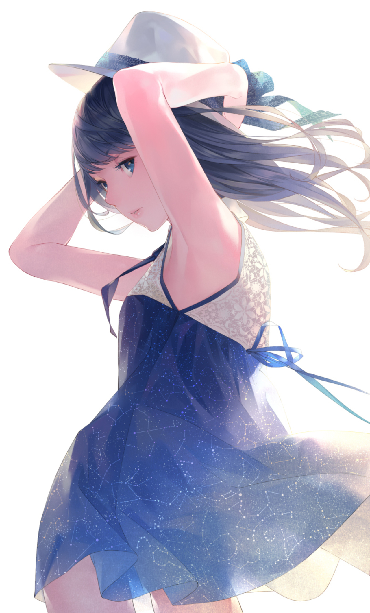 Cute Blue And White Skirt Anime Girl Iphone 6 Hd 4k - 可愛い 女の子 壁紙 Iphone , HD Wallpaper & Backgrounds