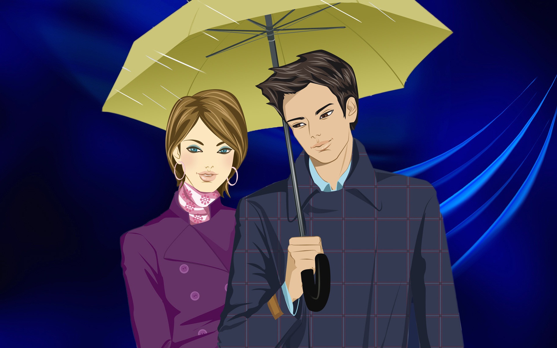 Sweet Romantic Couple In Rain Under Umbrella - Love Girl Boy Rain , HD Wallpaper & Backgrounds