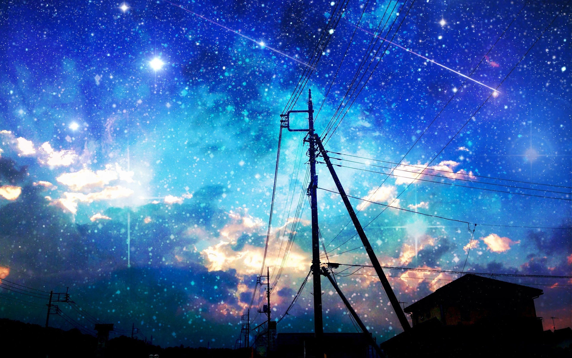 Starry Sky Wallpaper - Anime Starry Sky Background , HD Wallpaper & Backgrounds