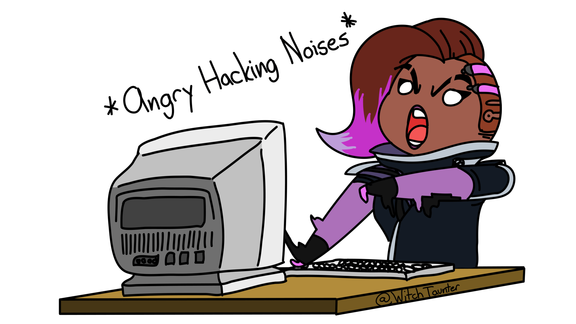 Jpg Black And White Sombra Does A Hack Overwatch Know - Sombra Hacking Noises , HD Wallpaper & Backgrounds