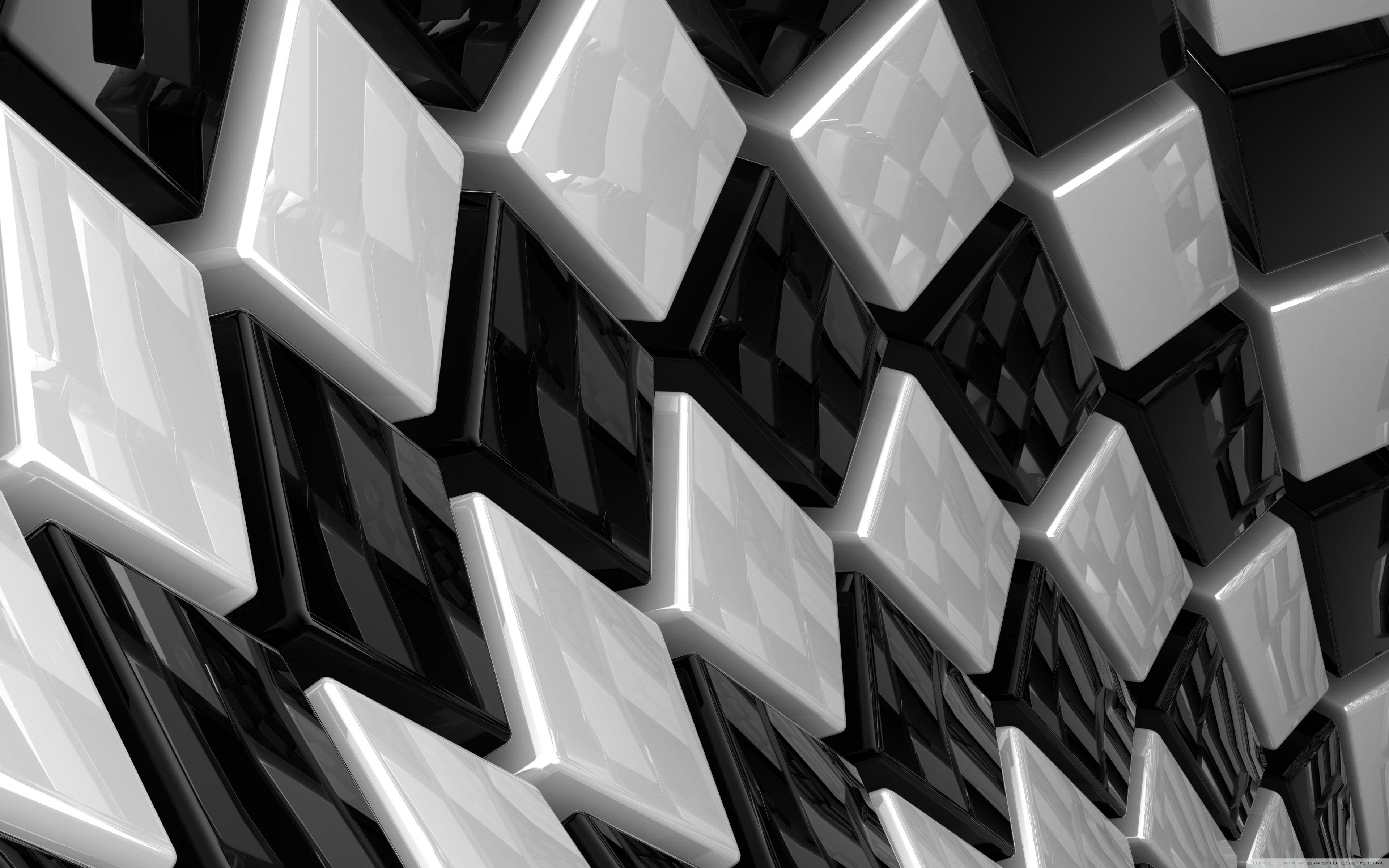 3d Cubes Black And White ❤ 4k Hd Desktop Wallpaper - Gambar Dinding 3d Hitam Putih , HD Wallpaper & Backgrounds