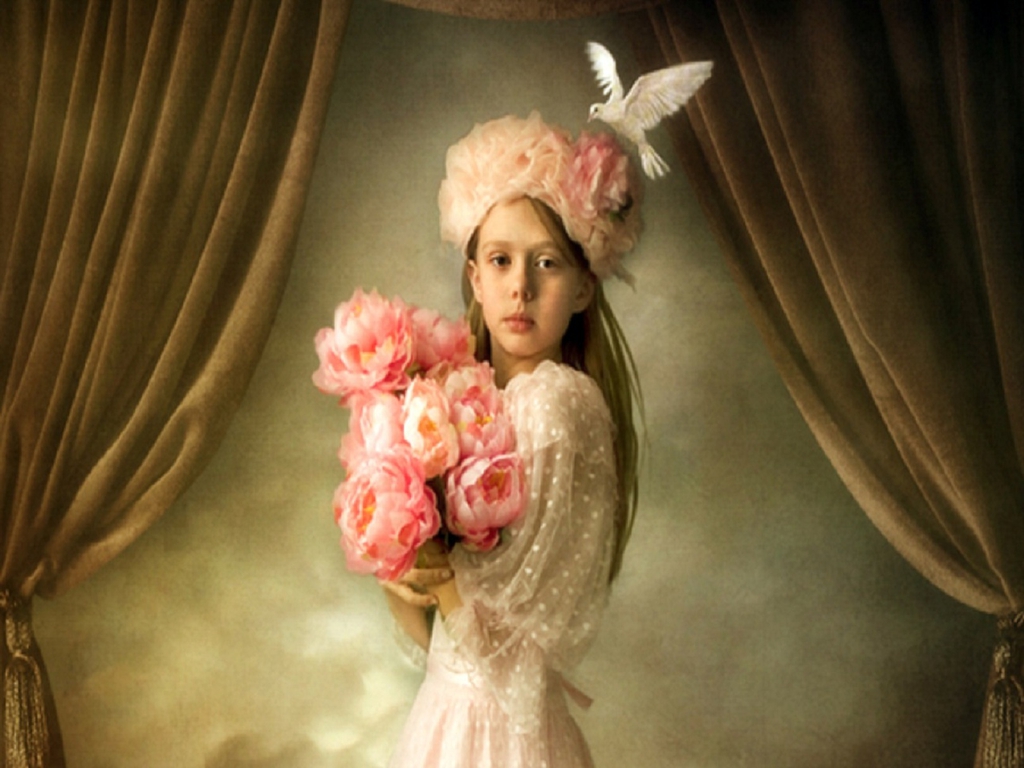 Elegant Little Girl - نقاشیهای فوق العاده زیبا , HD Wallpaper & Backgrounds