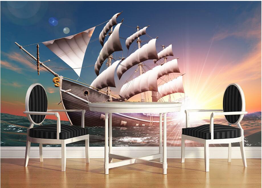 3d Wallpaper Custom Photo Non-woven Ocean Sailing Boat - Ultra Hd 4k Ship , HD Wallpaper & Backgrounds