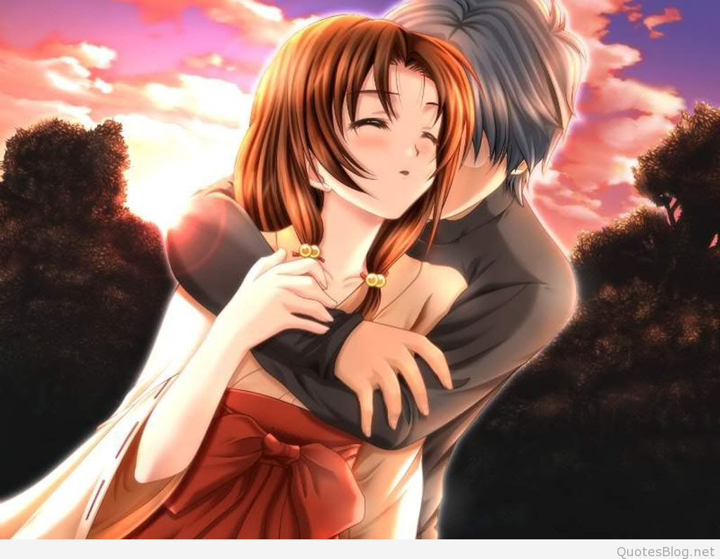 Loving Couple Gif Animated Romantic Anime Couple Hug - Romantic Couple Hug Cartoon , HD Wallpaper & Backgrounds