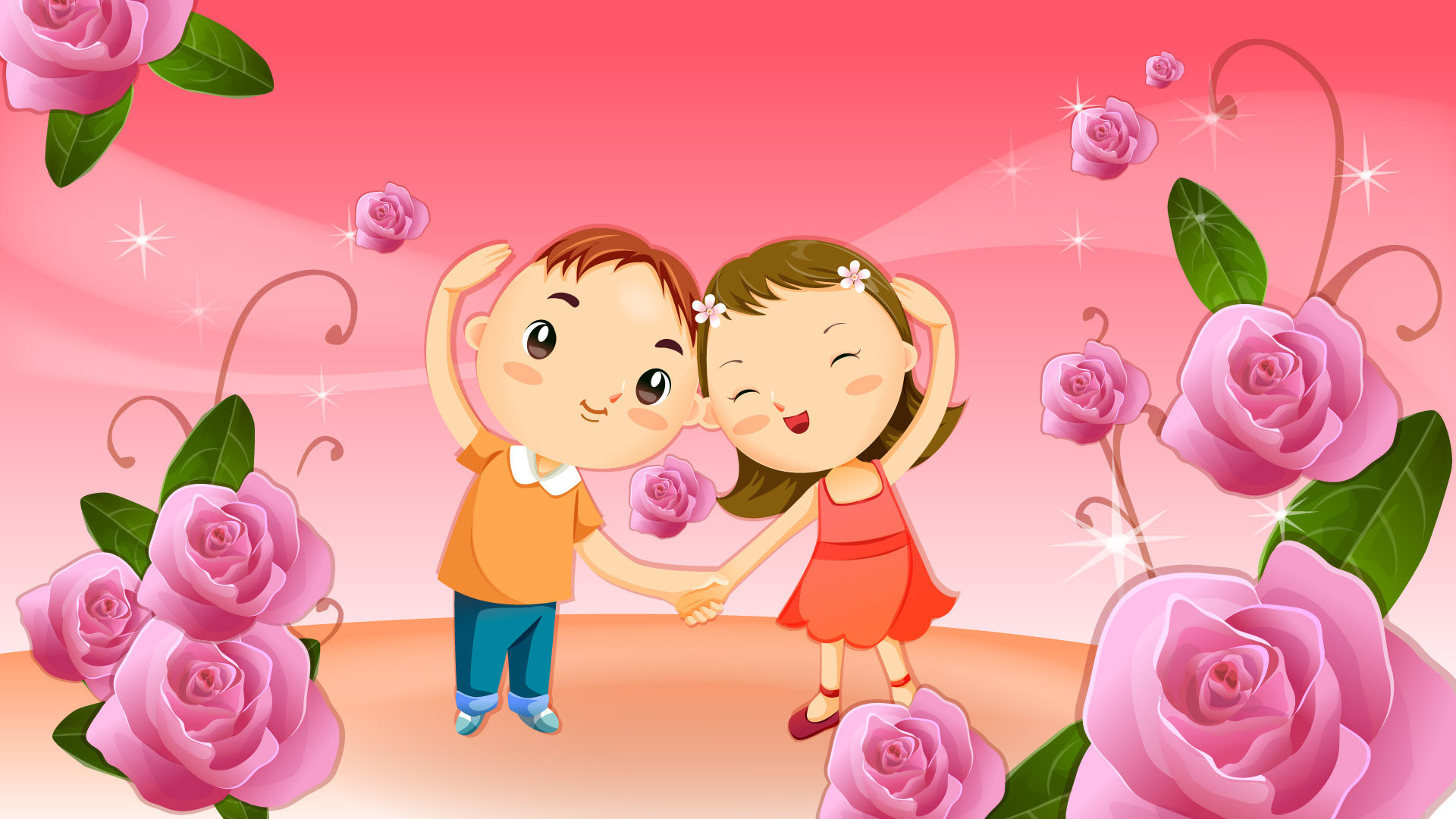 Romantic Love Couples Hd Wallpaper - Couple Pic In Cartoon , HD Wallpaper & Backgrounds