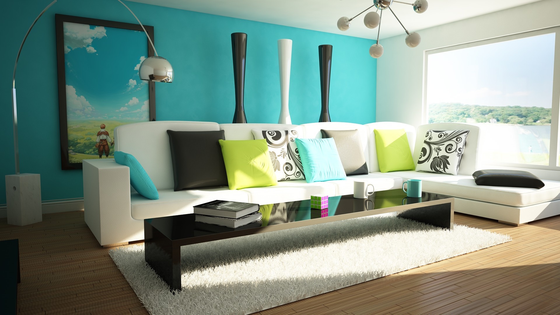Bright Living Room - Moderno Colores Par Sala , HD Wallpaper & Backgrounds
