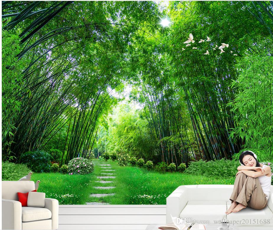 3d Bamboo Sea Forest Background Wall Murals Mural 3d - Bamboo Forest , HD Wallpaper & Backgrounds