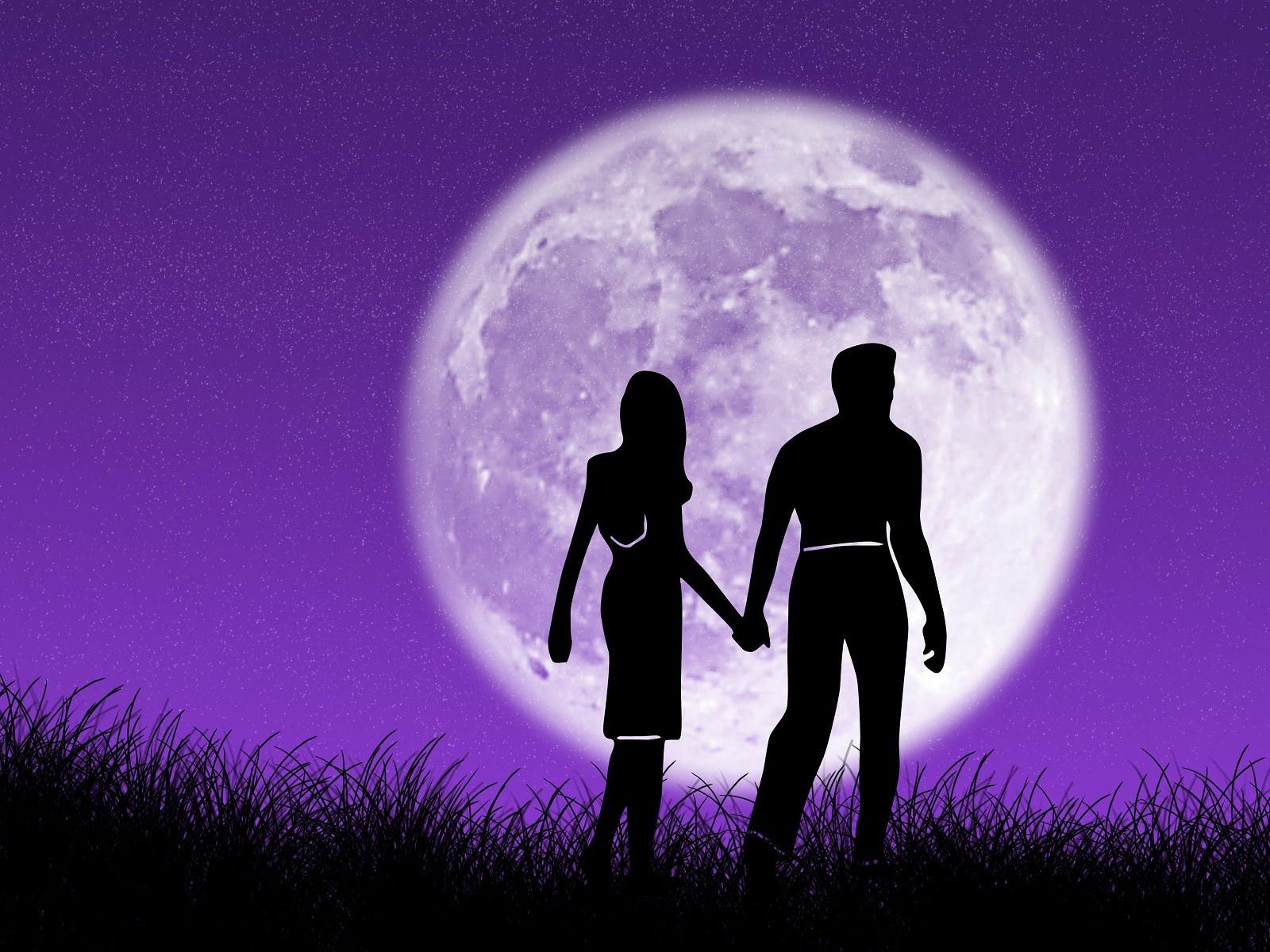 Good Night Full Moon Holy Night Couple In Love Hd - Good Night Moon Love , HD Wallpaper & Backgrounds