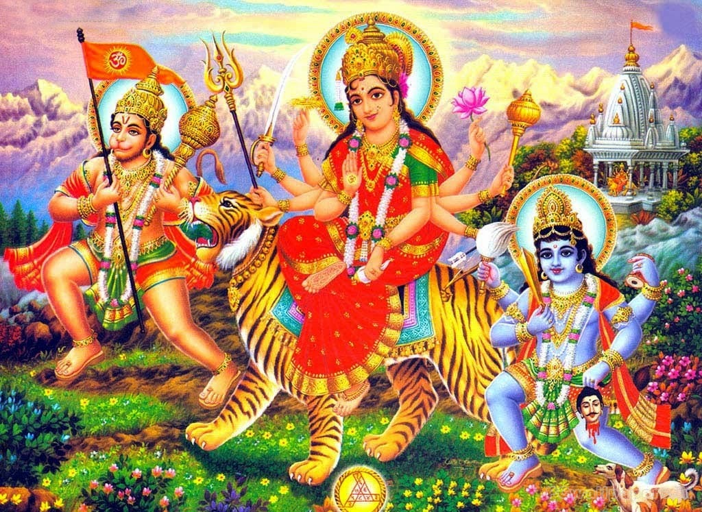 Durga Ji & Hanuman Ji , HD Wallpaper & Backgrounds