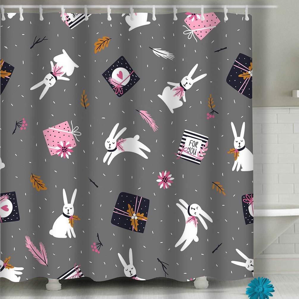 Zongxiahuoguo Shower Curtain Border Wallpaper Rabbits - Curtain , HD Wallpaper & Backgrounds