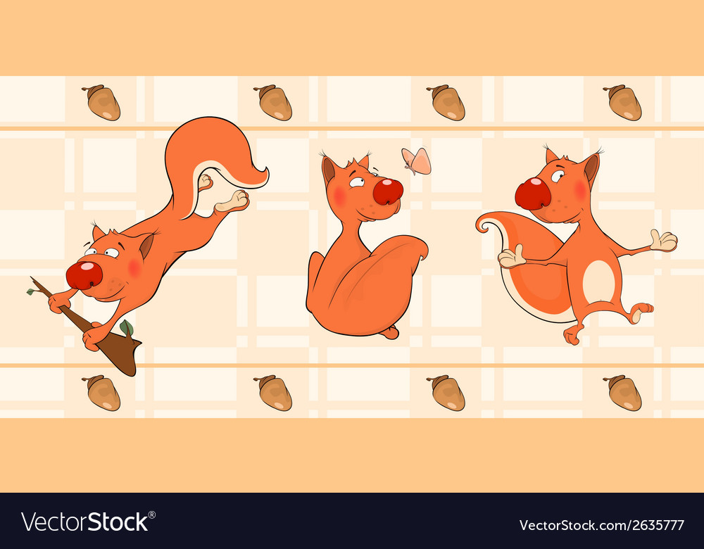 Wallpaper With Squirrels Cartoon Vector Image - Squirrel Cartoon , HD Wallpaper & Backgrounds
