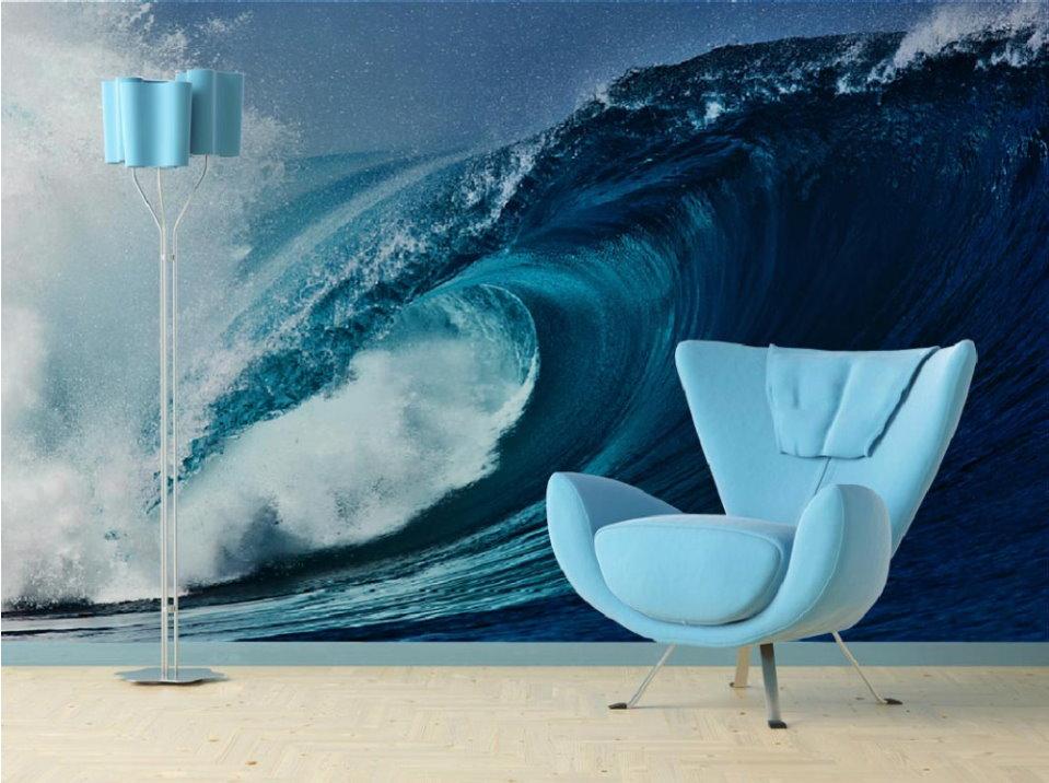 Huge Deep Blue Sea Wave 3d Photo Wallpaper Mural For - Wall , HD Wallpaper & Backgrounds