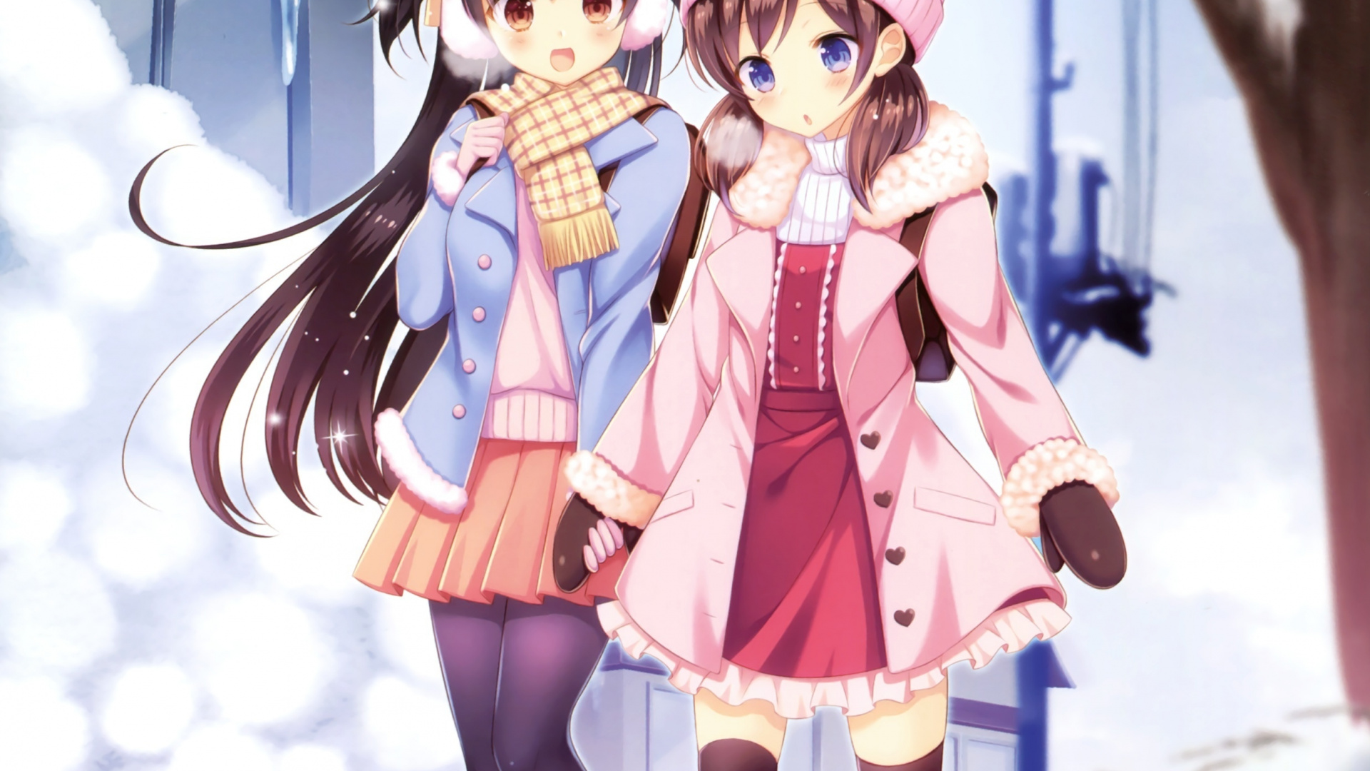 Winter Outdoor Girls Anime Friends Wallpaper Girl Image