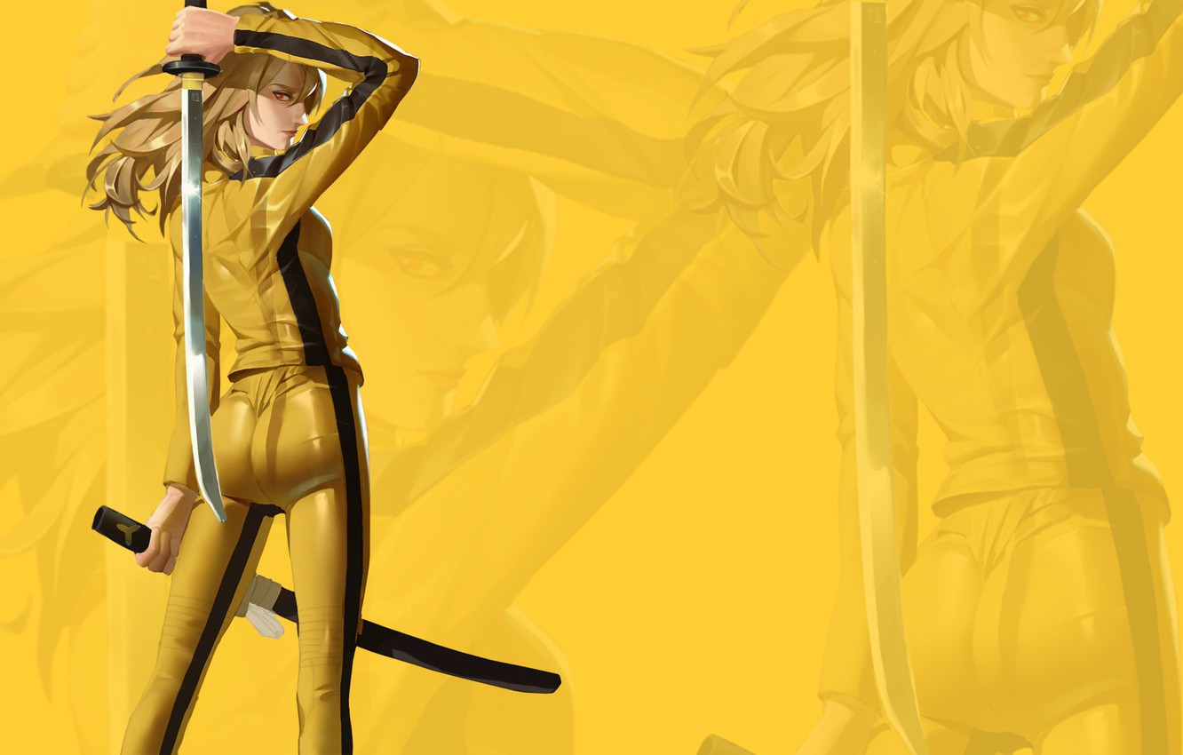 Photo Wallpaper Ass, Eyes, Look, Girl, Sword, Costume, - Uma Thurman Kill Bill Ass , HD Wallpaper & Backgrounds