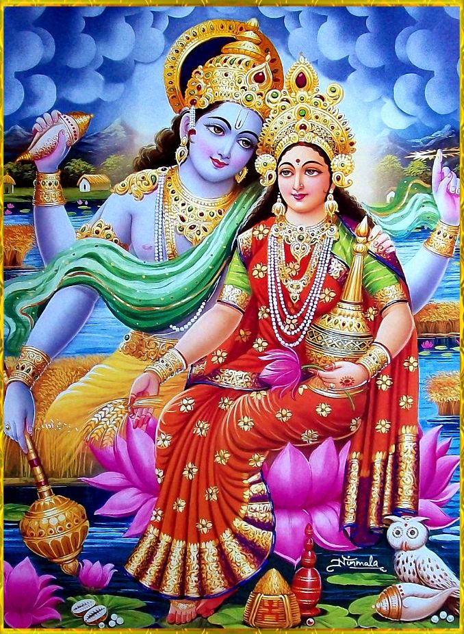 Shri Lakshmi Narayana ॐ Lord Vishnu Wallpapers, Lord - Vishnu Ji And Laxmi Ji , HD Wallpaper & Backgrounds
