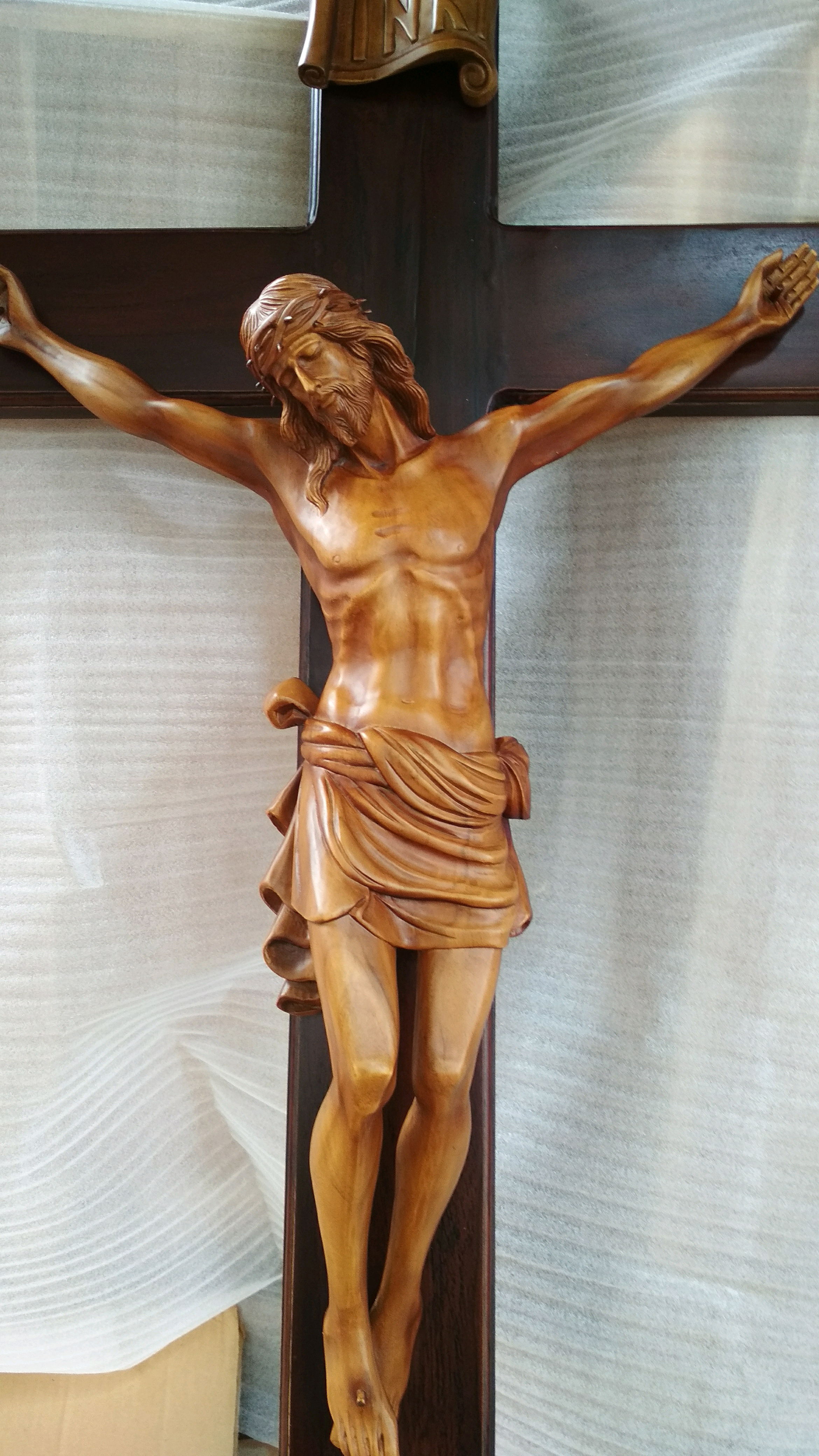 Pahat Salib Yesus Kayu Jati Finishing Melamine - Crucifix , HD Wallpaper & Backgrounds