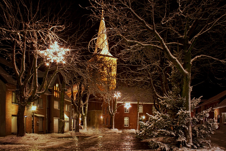 Christmas, Church, Night, Advent - Christmas Church Night , HD Wallpaper & Backgrounds