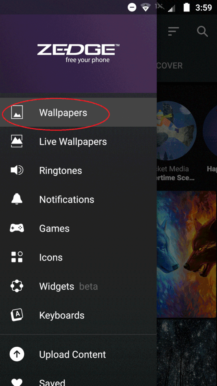 Best Wallpaper Apps For Your Android Phone - Zedge Menu , HD Wallpaper & Backgrounds