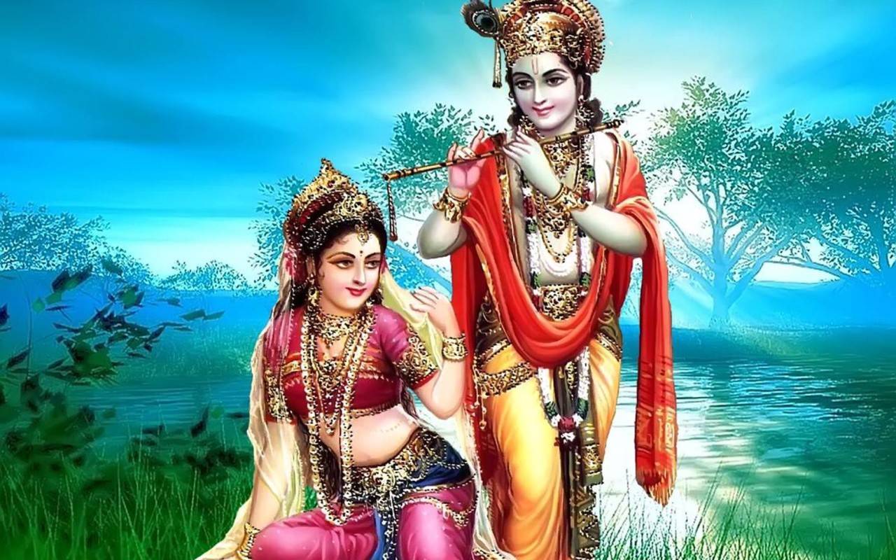 Lord Krishna With Radha Rani Wallpaper Wide Hd Wallpapers - Top 10 Wallpapers In The World , HD Wallpaper & Backgrounds