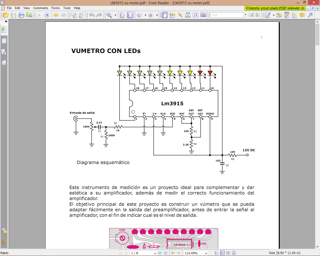 Vu Meter By This Schematic Http - Construya Su Videorockola Pdf , HD Wallpaper & Backgrounds