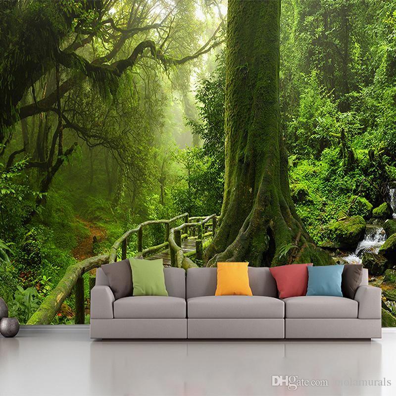 Compre Personalizado Foto Papel De Parede Murais Árvore - Zielone Tapety Do Salonu , HD Wallpaper & Backgrounds
