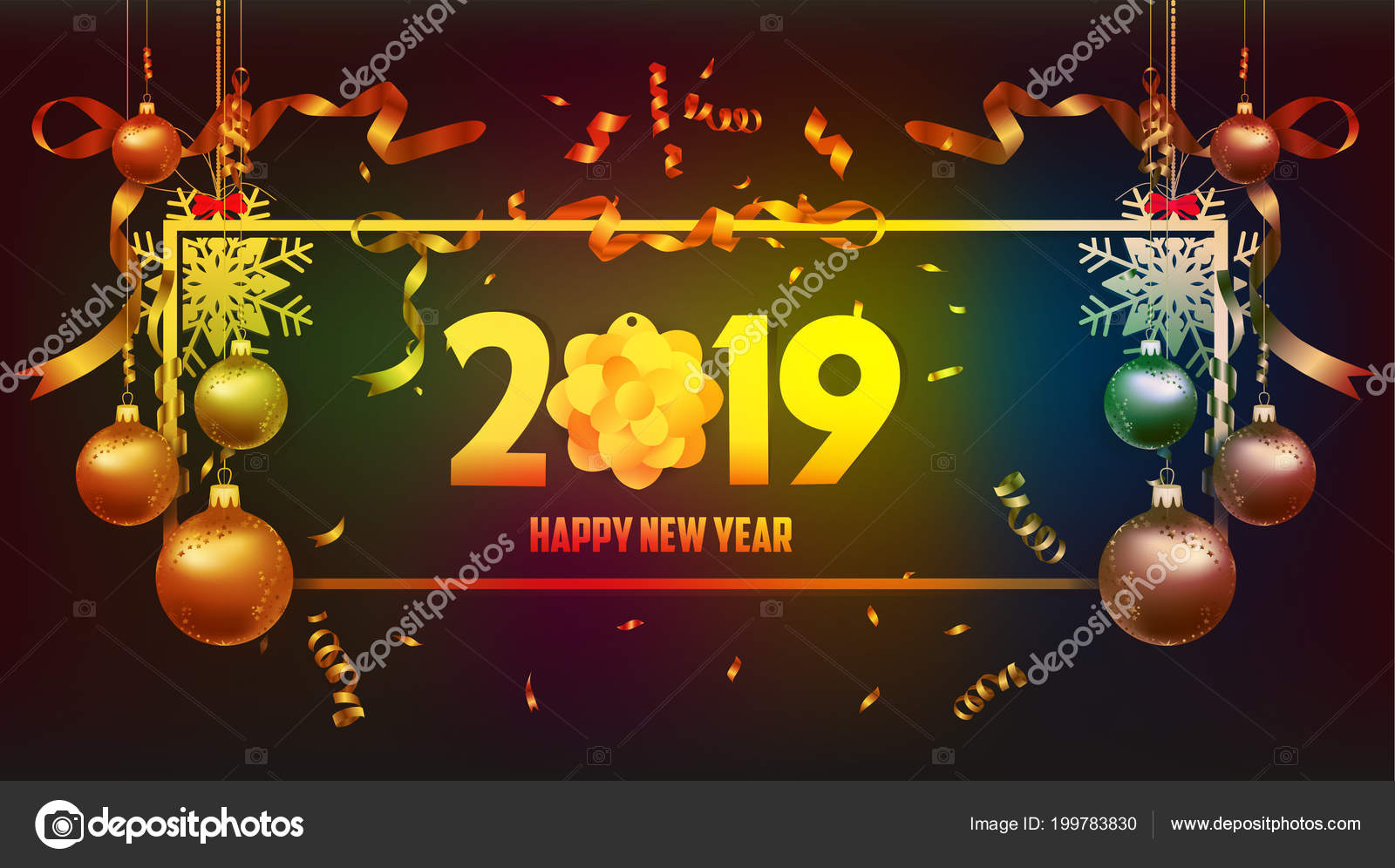 Ilustração Vetor Feliz Ano Novo 2019 Wallpaper Cores - Colorful New Year 2019 , HD Wallpaper & Backgrounds