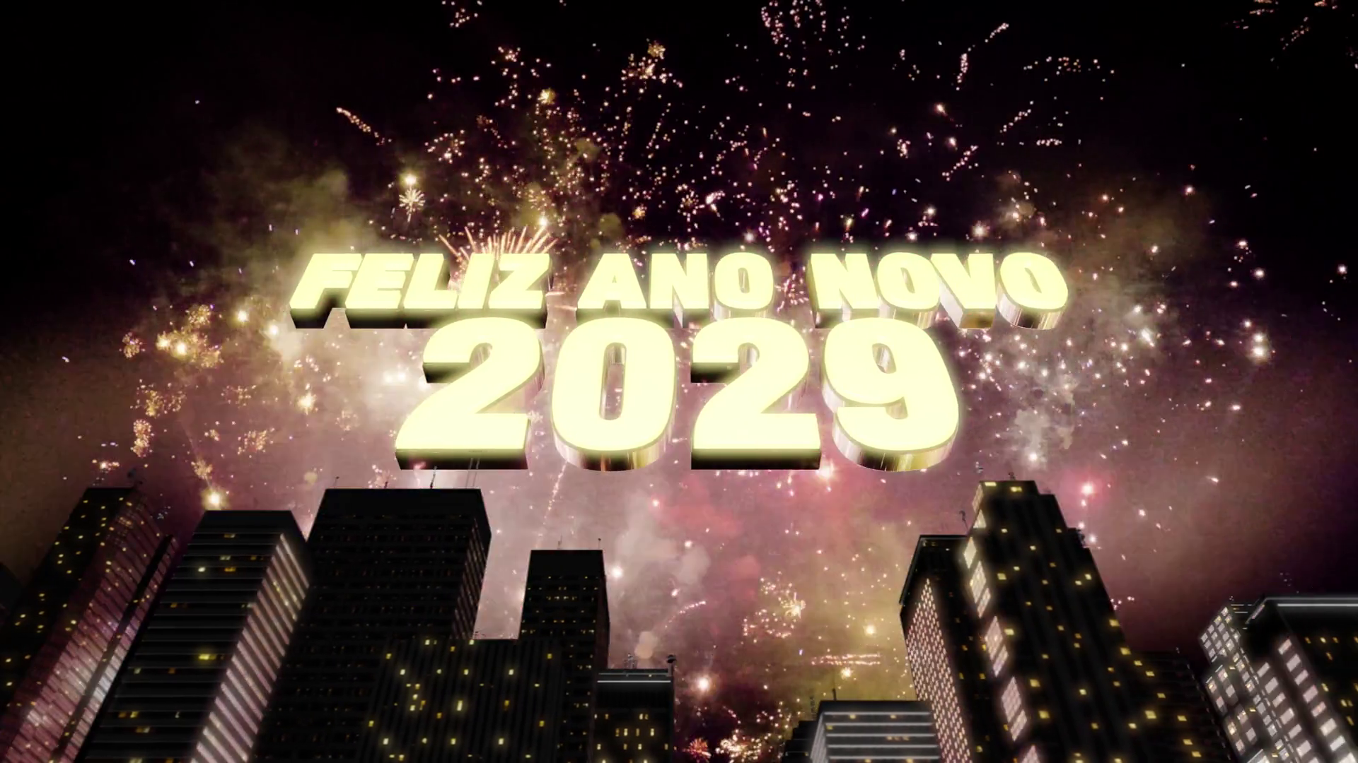 Seamless Looping 3d Animated Skyline With Fireworks - Happy New Year Russian 2019 , HD Wallpaper & Backgrounds