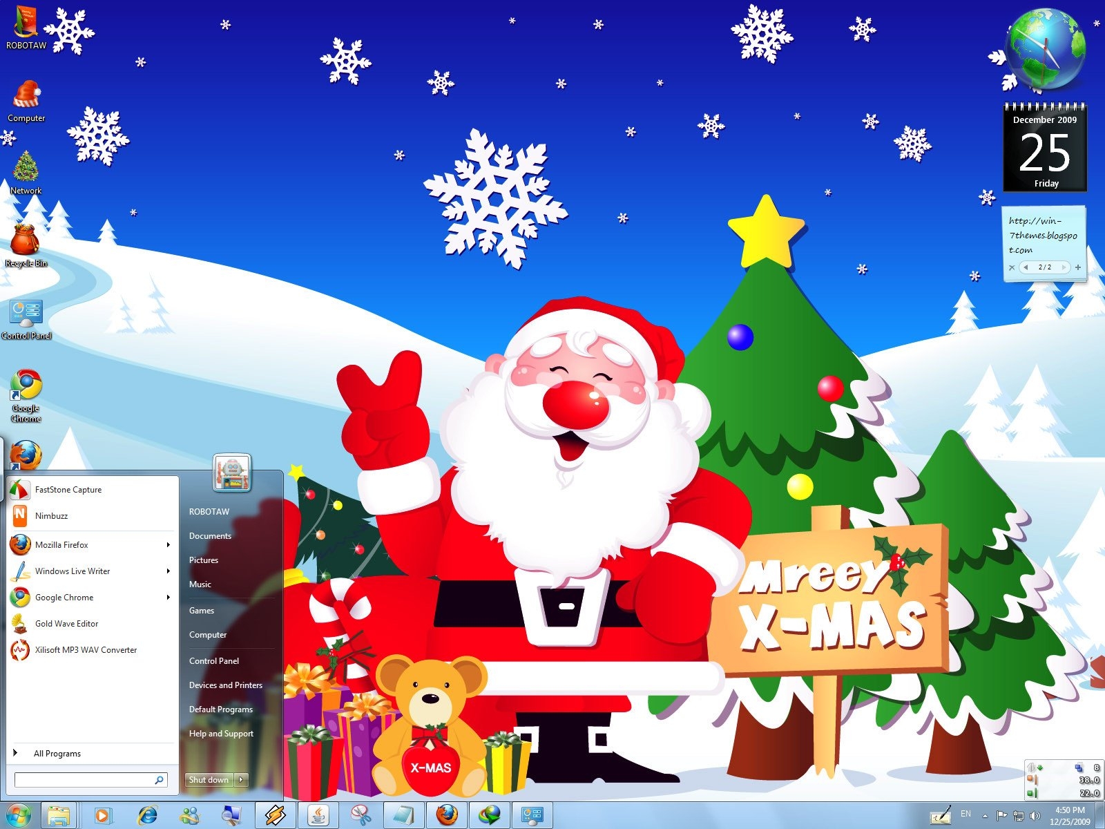 Windows Christmas Themes - Merry Christmas With Santa Claus , HD Wallpaper & Backgrounds