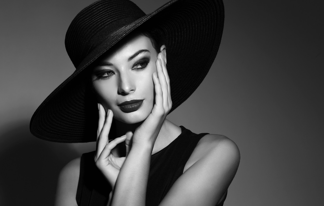 Photo Wallpaper Look, Style, Girl, Nicole, Style, Beautiful - Woman Hat Black And White Photography , HD Wallpaper & Backgrounds