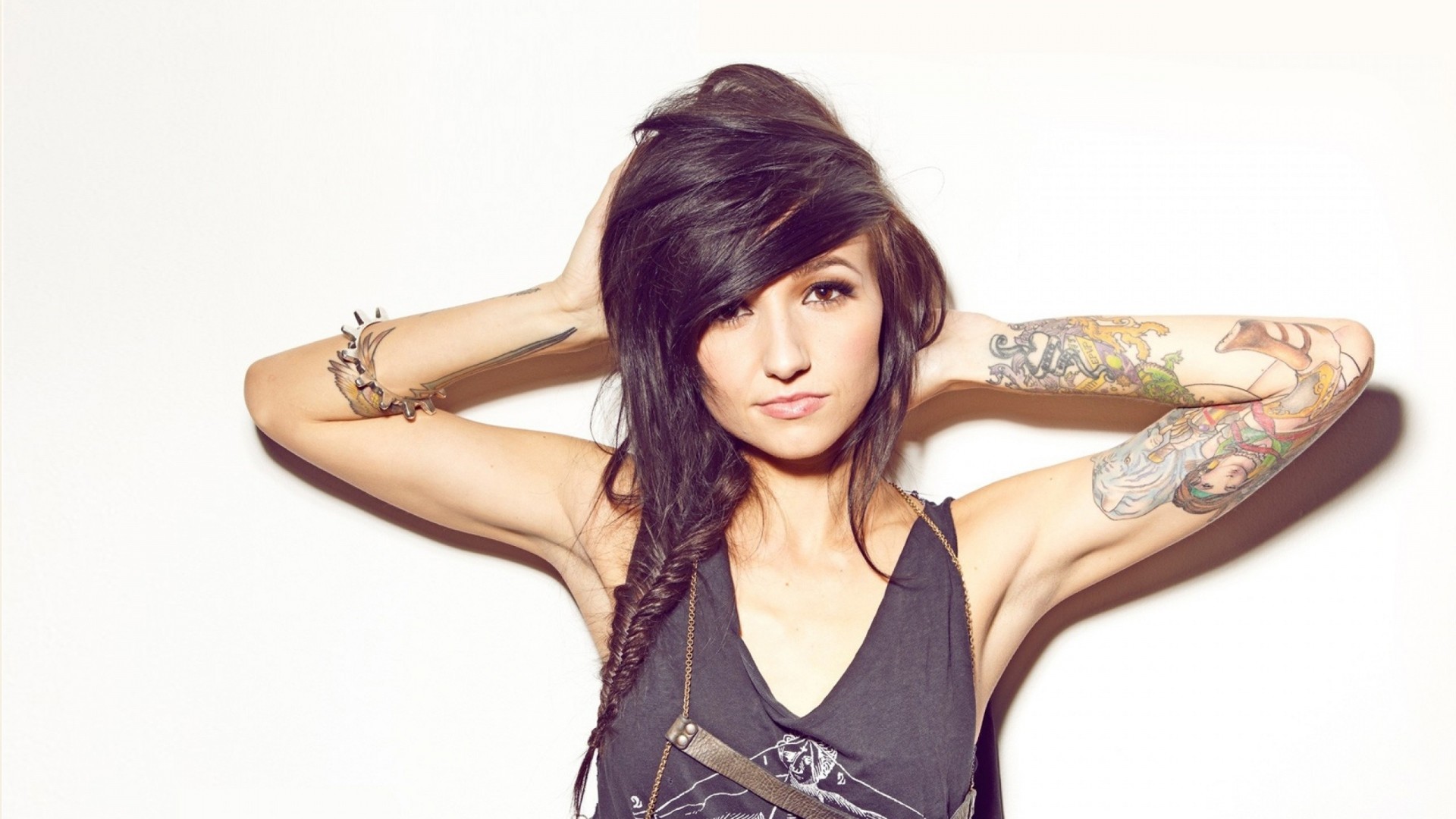 Tattoo Girl Wallpaper Hd 1080p - Girls Emo Hair Style , HD Wallpaper & Backgrounds