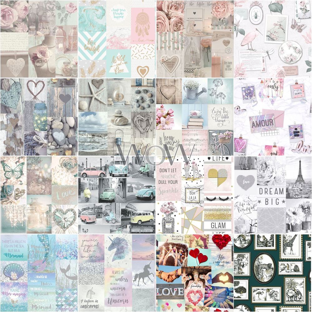 Details About Collage Wallpaper Kids Adults - Collage Shabby Chic , HD Wallpaper & Backgrounds