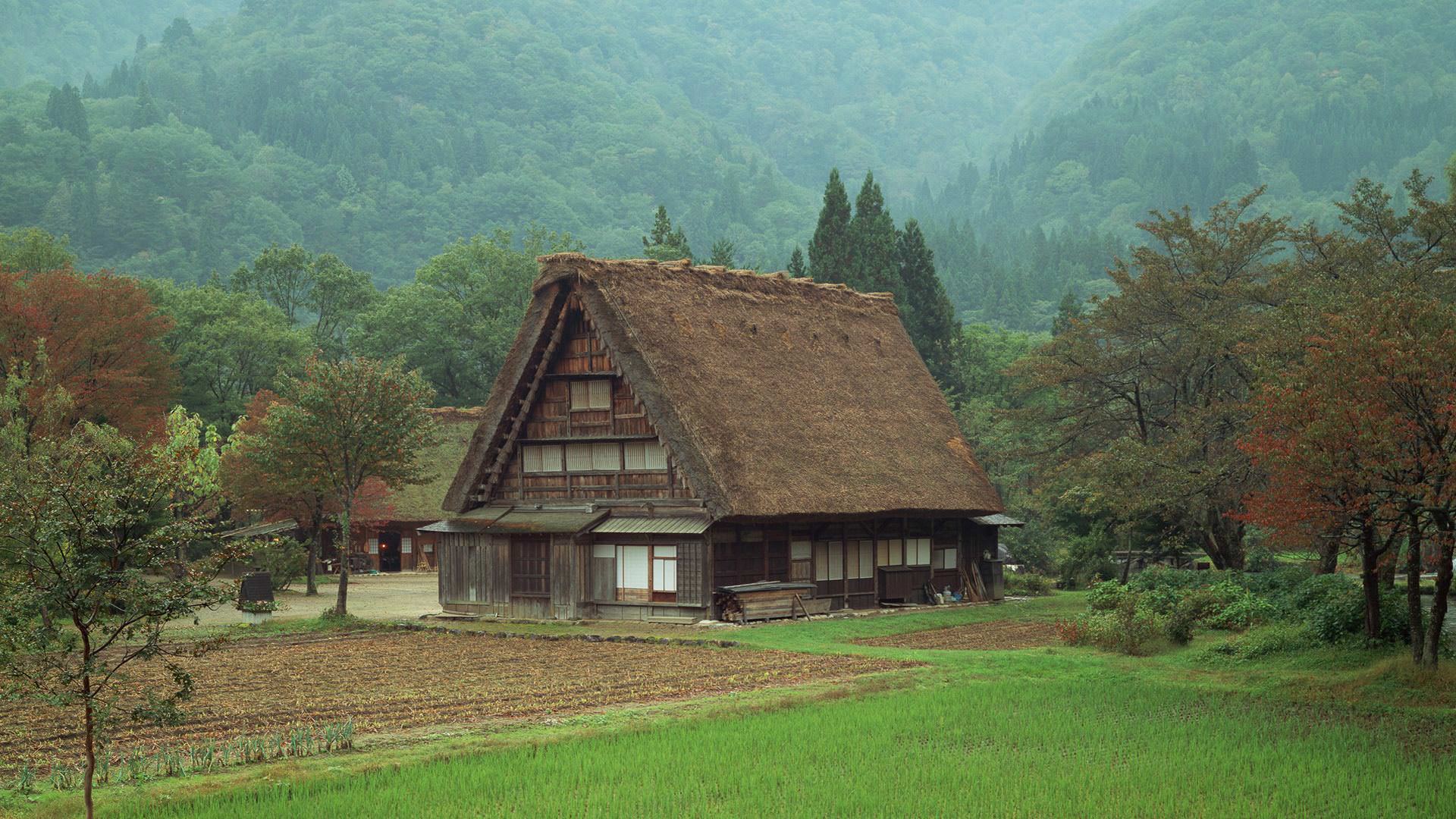 A Beautiful Garden House Wallpaper - Rural Side Of Japan , HD Wallpaper & Backgrounds