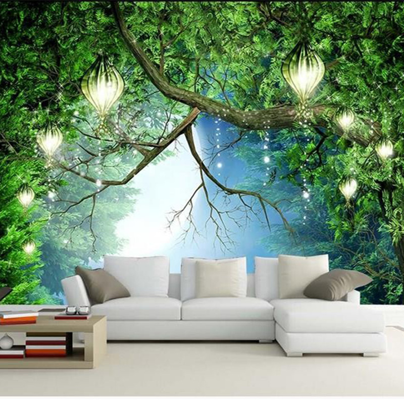 3d Wallpaper Beautiful Nature Scenery Fluorescent Mural - Forest Theme , HD Wallpaper & Backgrounds
