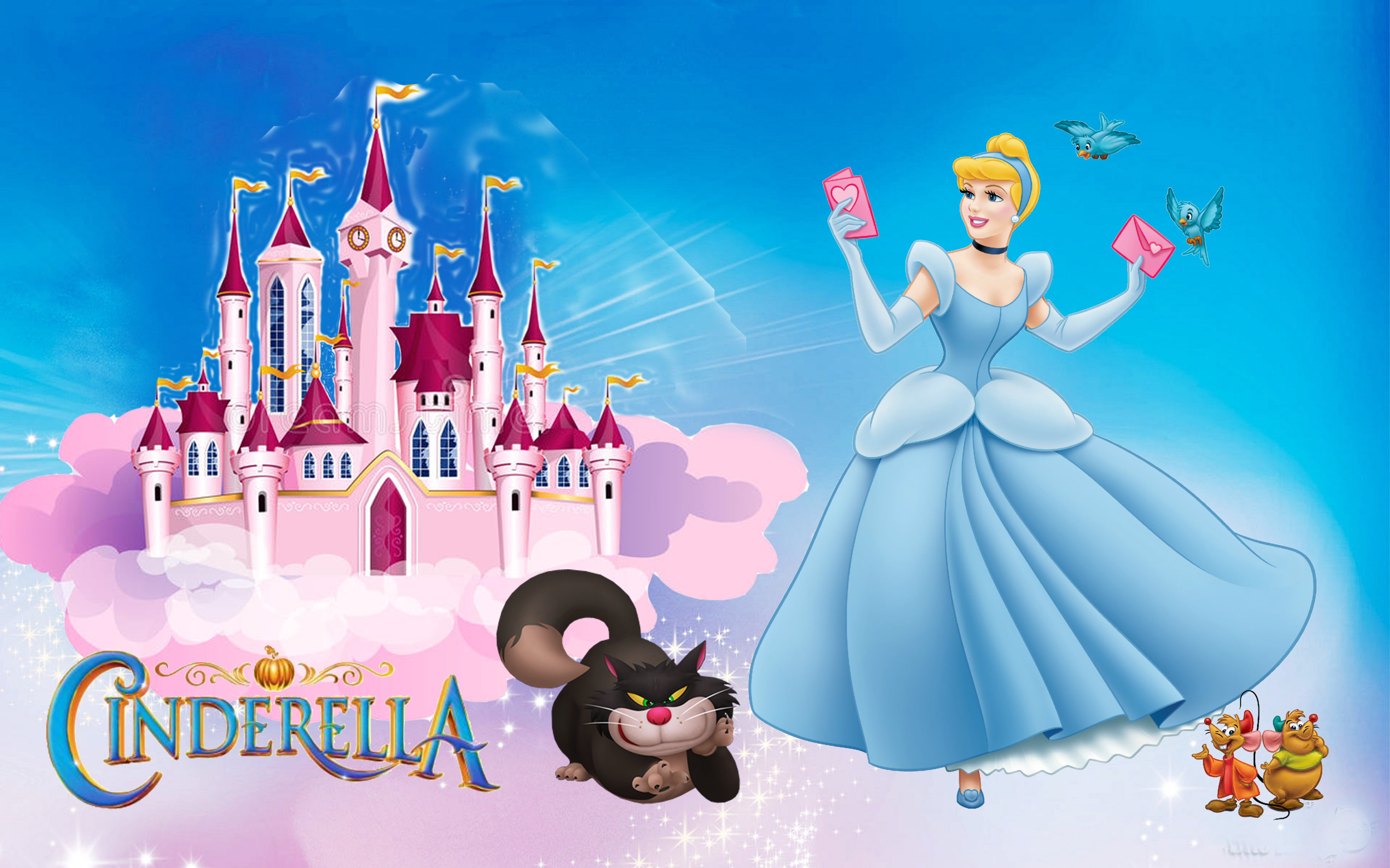 Cinderella Love Story Fairy Tale Lucifer Jaq And Gus - Cinderella , HD Wallpaper & Backgrounds