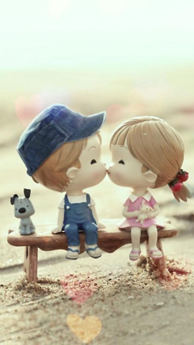 Sweet Cartoon Cute Lover Couple Iphone Se Wallpaper - Kiss Day Images Hd , HD Wallpaper & Backgrounds