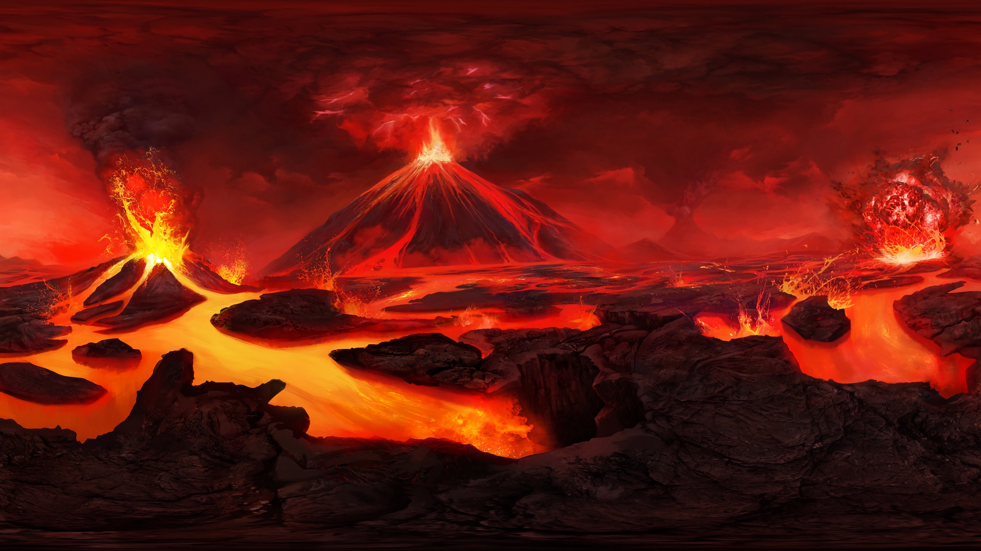 Wallpaper Volcano, Art, Lava, Flash - Volcano Background , HD Wallpaper & Backgrounds