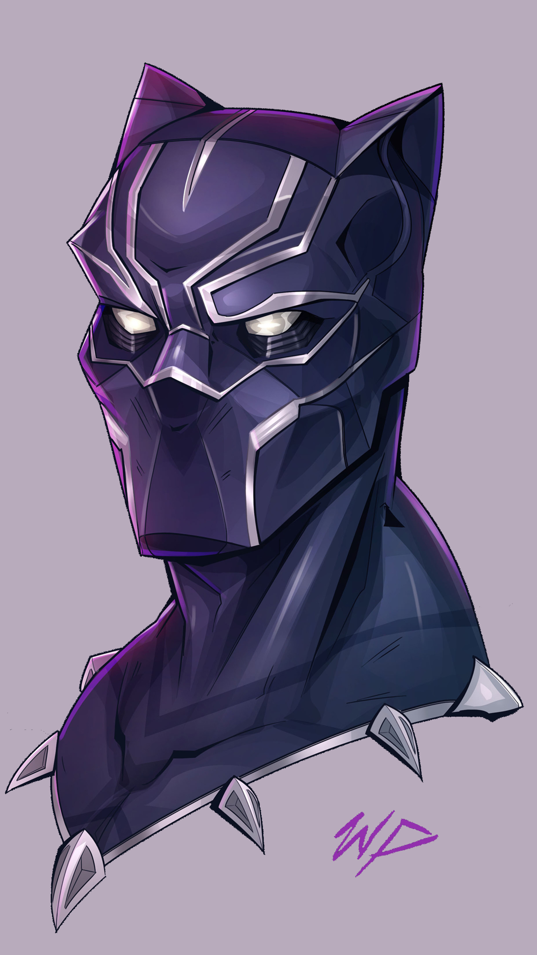 Black Panther Headshot Mini - Black Panther Cartoon Drawing , HD Wallpaper & Backgrounds