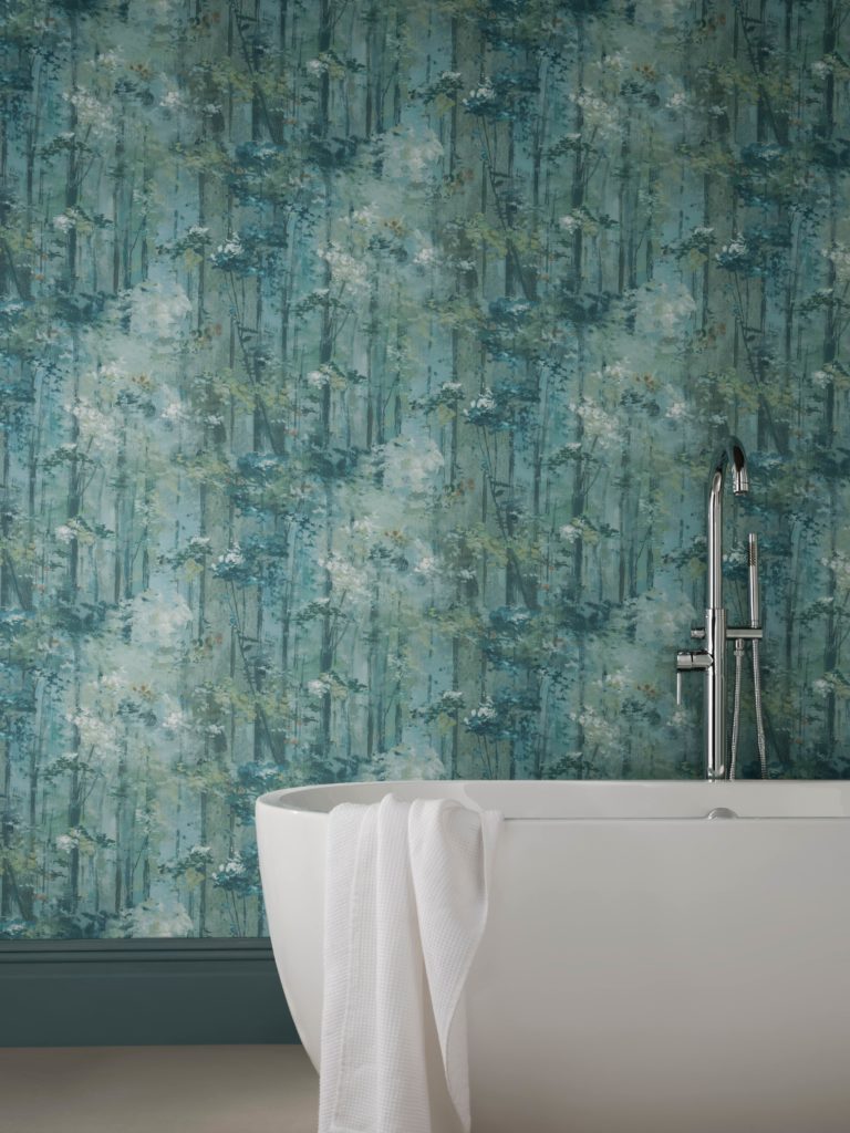 Bathroom With Wallpaper From 1838 Wallcoverings Colour - Colourtrend , HD Wallpaper & Backgrounds